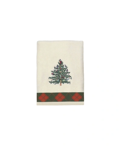 Spode Tartan Embroidered Hand Towel Bedding In Ivory