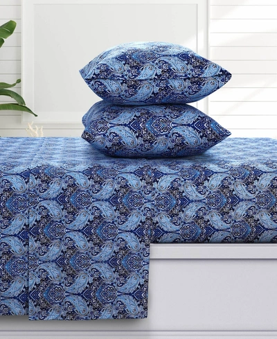 AZORES HOME SOFI PAISLEY 170-GSM FLANNEL EXTRA DEEP POCKET 4 PIECE SHEET SET, CALIFORNIA KING