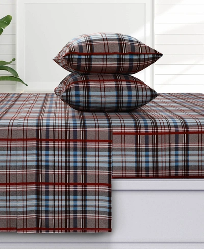 AZORES HOME BRENTWOOD PLAID 170-GSM FLANNEL EXTRA DEEP POCKET 4 PIECE SHEET SET, QUEEN