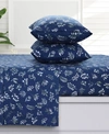 AZORES HOME EVA FLORAL 170-GSM FLANNEL EXTRA DEEP POCKET 3 PIECE SHEET SET, TWIN XL BEDDING