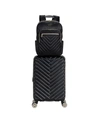Kenneth Cole Reaction Madison Square Hardside Chevron Expandable 2pc 20" Carry On Luggage + Matching 15" Laptop Backpack S In Black