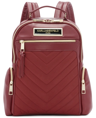 Karl Lagerfeld Chevron Backpack In Burgundy ModeSens