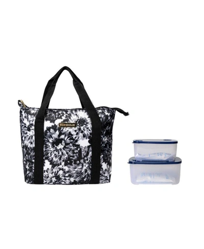 Isaac Mizrahi Irving Large Lunch Tote Bag, Set Of 3 In Black White Floral