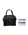 Kathy Ireland Leah Wide Mouth Lunch Tote Bag, Set Of 3 In Black White Polka