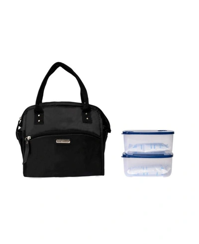 Kathy Ireland Leah Wide Mouth Lunch Tote Bag, Set Of 3 In Solid Black