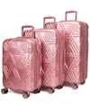 Badgley Mischka Contour 3-pc. Expandable Hard Spinner Luggage Set In Gold