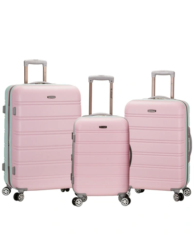 Rockland Melbourne 3-pc. Hardside Luggage Set In Mint And Pink