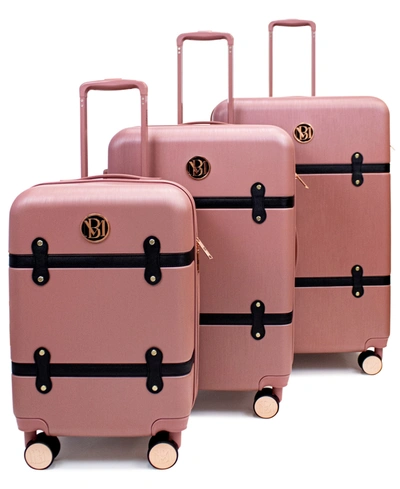 Badgley Mischka Grace 3 Piece Expandable Retro Luggage Set In Pink