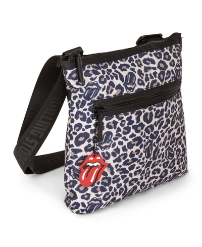 Rolling Stones Evolution Collection Crossbody Bag With Top Main Zippered Opening In Cheetah Print