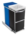 Simplehuman Under-the-counter 35 Liter Pull Out Dual Recycler Trash Can In Chrome/bla