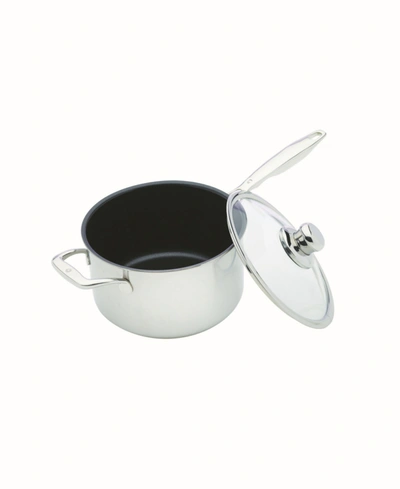 Swiss Diamond Nonstick Clad Sauce Pan W/ Lid - 8" , 3.6 Qt In Stainless