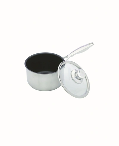 Swiss Diamond Nonstick Clad Sauce Pan W/ Lid - 6.3" , 2.1 Qt In Stainless