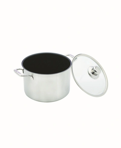 Swiss Diamond Nonstick Clad Stock Pot W/ Lid - 9.5" , 7.9 Qt. In Stainless