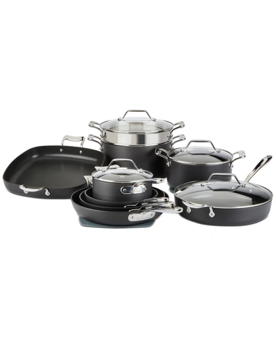 All-clad Essentials 13-pc. Hard-anodized Nonstick Cookware Set In Black