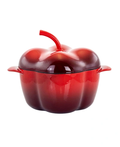 Megachef Pepper Shaped 3 Quart Enameled Casserole In Red