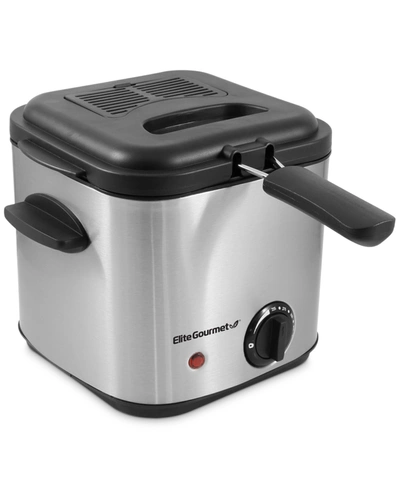 Elite Gourmet 1.5qt Deep Fryer With Adjustable Temperature Control, Lid With Viewing Window In Stainless Steel