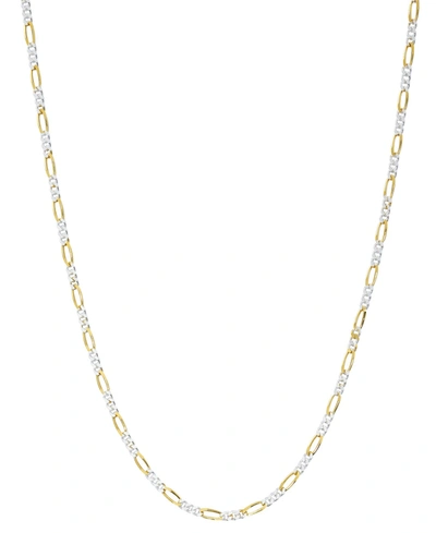 Giani Bernini Figaro Link 16" Chain Necklace In Sterling Silver & 18k Gold-plated, Created For Macy's In Two-tone