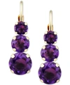 Macy's Amethyst Triple Stone Drop Earrings (1-3/8 Ct. T.w.) In 14k Gold In Amethyst