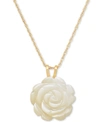 Macy's Mother-of-pearl Rose 18" Pendant Necklace In 10k Gold In Gold