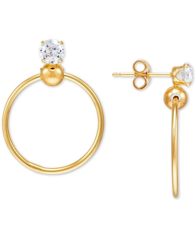 Macy's Cubic Zirconia Doorknocker Drop Earrings In 14k Gold
