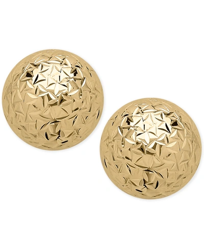 Macy's Crystal-cut Ball Stud Earrings (10mm) In 14k Gold