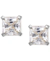 Macy's Cubic Zirconia Square Stud Earrings In 14k Gold In White Gold