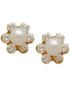 Macy's Children's Cultured Freshwater Pearl (3-3/4 Mm) And Cubic Zirconia Stud Earrings In 14k Gold