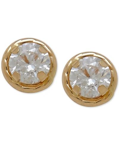 Macy's Kids' Children's Round Cubic Zirconia Stud Earrings In 14k Gold