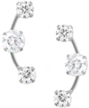 Macy's Cubic Zirconia 3-stone Ear Climber Earrings In 14k Yellow, White, Or Rose Gold In White Gold