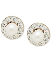 Macy's Children's Cultured Freshwater Pearl (3mm) And Crystal Stud Earrings In 14k Gold