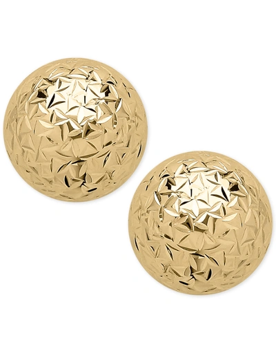 Macy's Crystal-cut Ball Stud Earrings (8mm) In 14k Gold In Yellow Gold