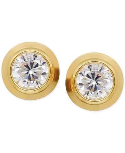 Macy's Cubic Zirconia Bezel-set Stud Earrings In 14k Yellow Or Rose Gold In Yellow Gold