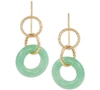 Macy's Jade Multi-ring Drop Earrings In 10k Gold In Yellow Gold