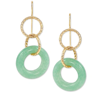 Macy's Jade Multi-ring Drop Earrings In 10k Gold In Yellow Gold