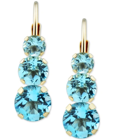 Macy's Amethyst Triple Stone Drop Earrings (1-3/8 Ct. T.w.) In 14k Gold In Blue Topaz