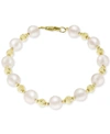 MACY'S CULTURED FRESHWATER PEARL (8MM) & BEAD BRACELET IN 14K GOLD-PLATED STERLING SILVER