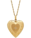 Italian Gold Diamond Accent Heart Locket Pendant Necklace In 10k Gold In Yellow Gold