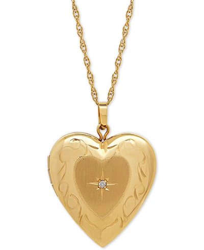 Italian Gold Diamond Accent Heart Locket Pendant Necklace In 10k Gold In Yellow Gold
