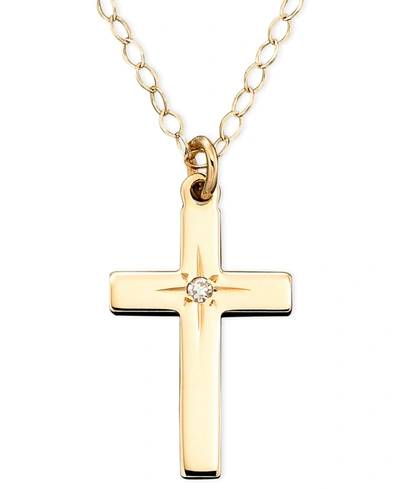 Macy's Children's 15" Diamond Accent Cross Pendant In 14k Gold