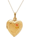 Italian Gold Engraved Heart Locket Pendant Necklace In 10k Gold In Yellow Gold