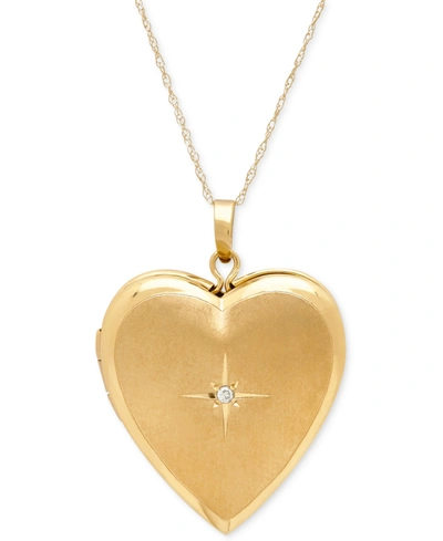 Italian Gold Diamond Accent Heart Locket Pendant Necklace In 10k Gold In Yellow Gold