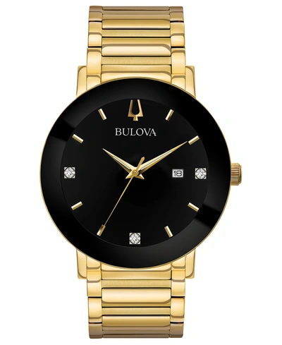 Bulova Men's Futuro Diamond Dress Diamond-accent Gold-tone Stainless Steel Bracelet Watch 42mm