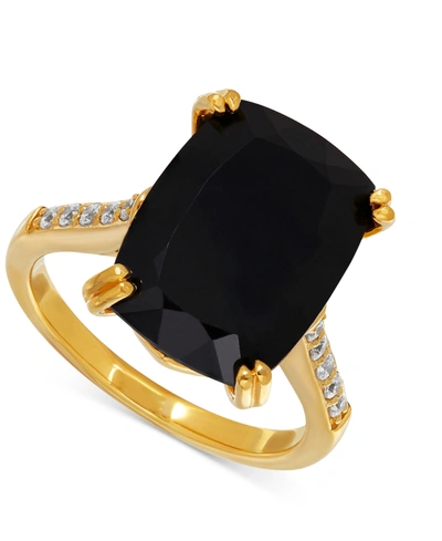 Macy's Onyx (7-1/2 Ct. T.w.) And Cubic Zirconia Statement Ring In 14k Gold-plated Sterling Silver