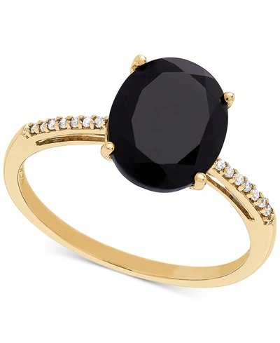Macy's Onyx (10 X 8mm) & Diamond Accent Ring In 14k Gold