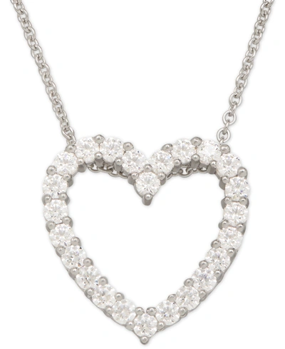 Macy's Cubic Zirconia Heart Pendant Necklace In Sterling Silver