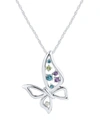 MACY'S MULTICOLOR (1/5 CT. T.W.) & DIAMOND ACCENT OPENWORK BUTTERFLY 18" PENDANT NECKLACE IN STERLING SILVE