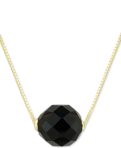Macy's Onyx Solitaire 18" Pendant Necklace In 14k Gold
