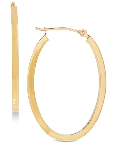 Macy's Polished Oval Flat-edge Tube Earrings In 10k Gold, 1-1/5" In Yellow Gold