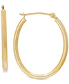Macy's Polished Oval Tube Hoop Earrings In 10k Gold, 1 Inch In Yellow Gold