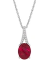 Macy's Lab-created Ruby (3-5/8 Ct. T.w.) And White Sapphire Accent Pendant Necklace In Sterling Silver In Silver